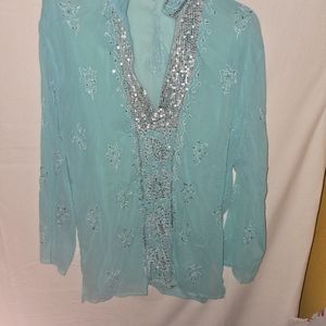 Krishma sheer teal top